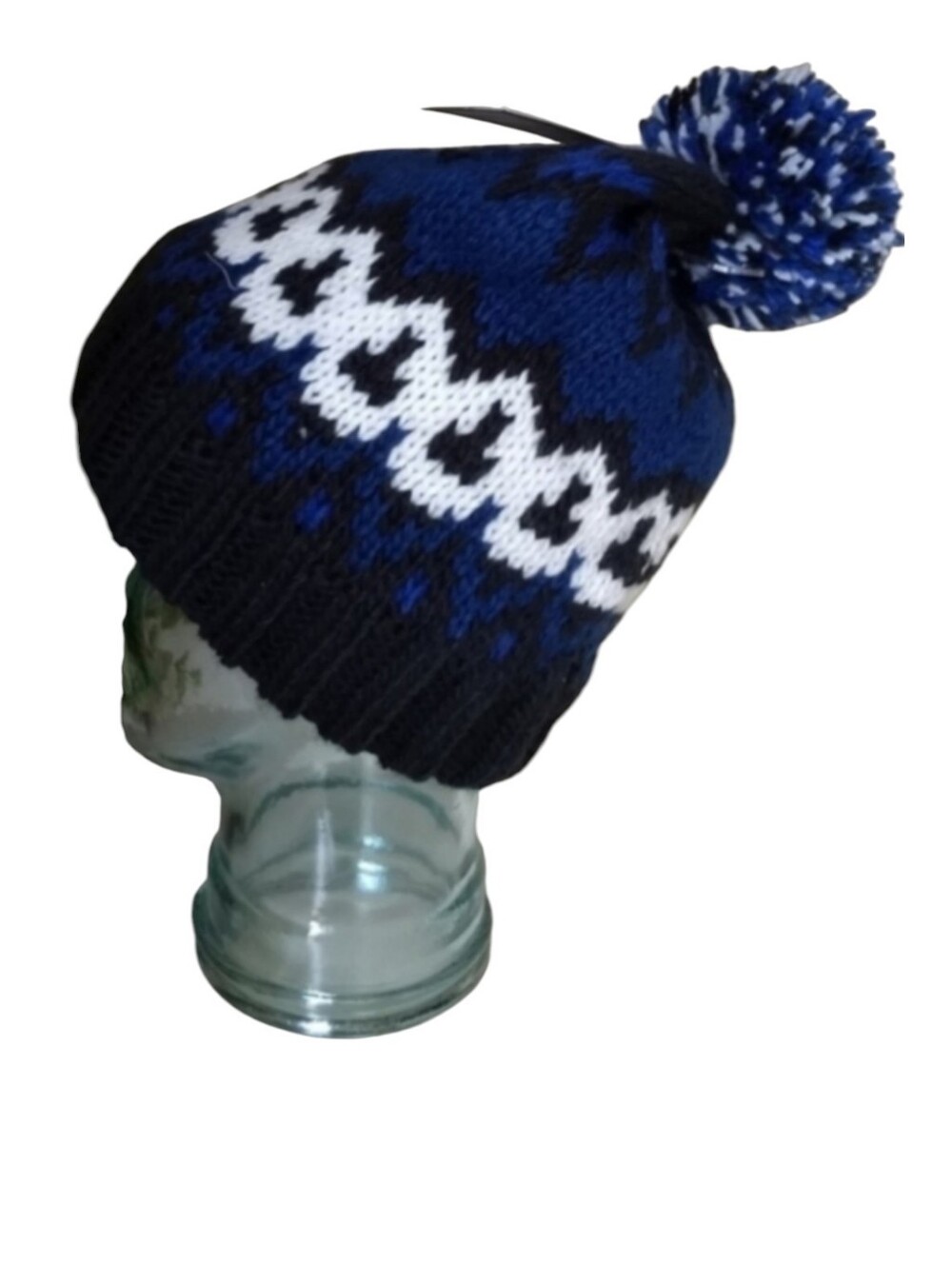 HAT New Goodfellow One size Black Blue pom Fairisle